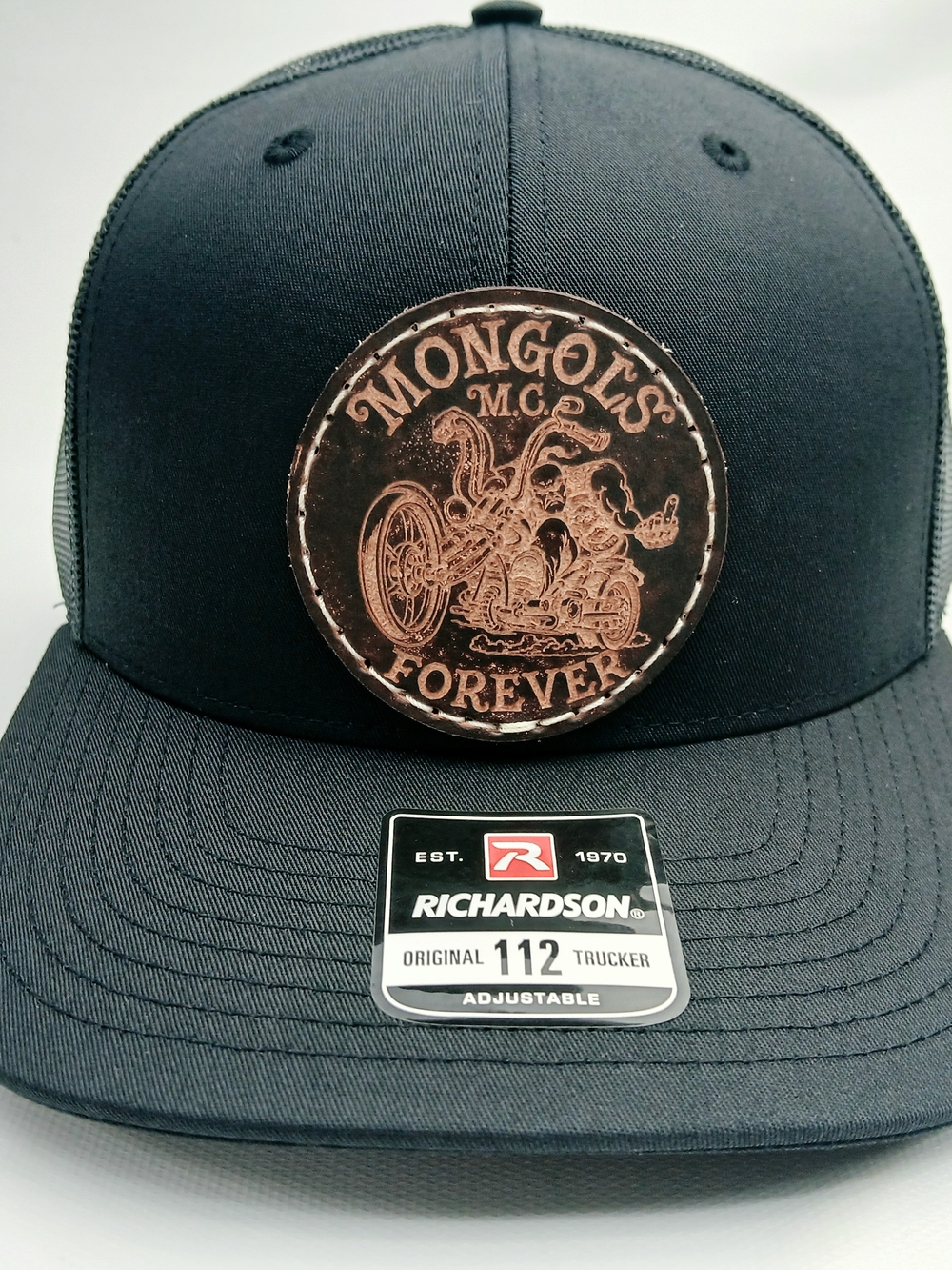 Richardson Black Trucker Hat with Mongols M.C. Forever Patch